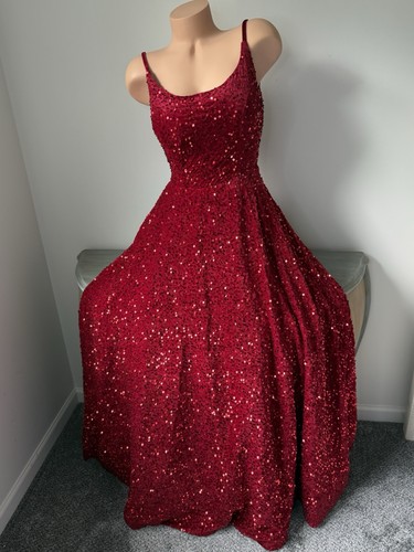 Abito paillettes velluto rosso